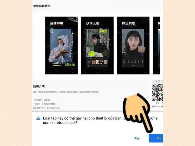 Đồng ý để tải ứng dụng về máy