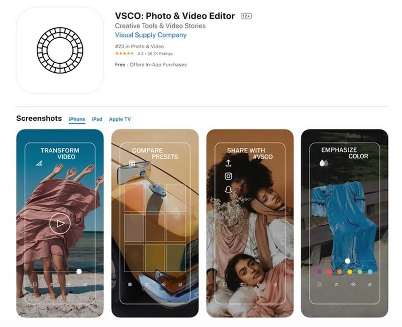 Sử dụng VSCO để có được trải nghiệm tốt
