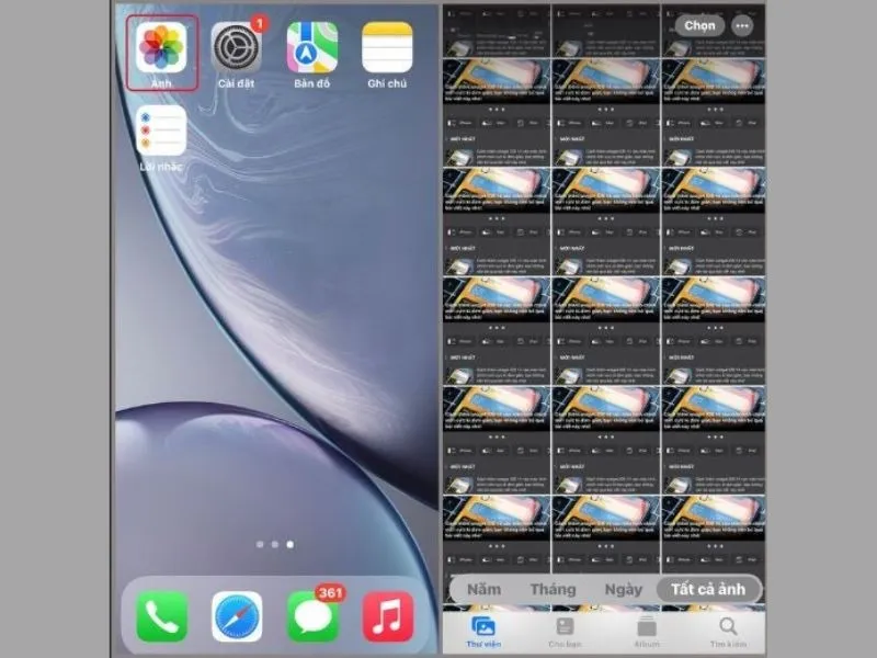 Kích chọn hình ảnh mà bạn muốn ẩn trên điện thoại iPhone