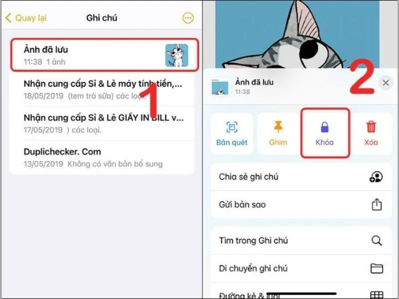 Thực hiện cách ẩn ảnh trên iPhone thông qua ứng dụng Ghi chú