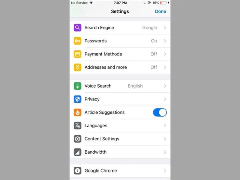 Hướng dẫn cách bật cookie trên iPhone thông qua trình duyệt chrome