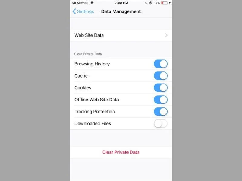 Hoàn thành việc bật cookie trên điện thoại iPhone ở trình duyệt Firefox