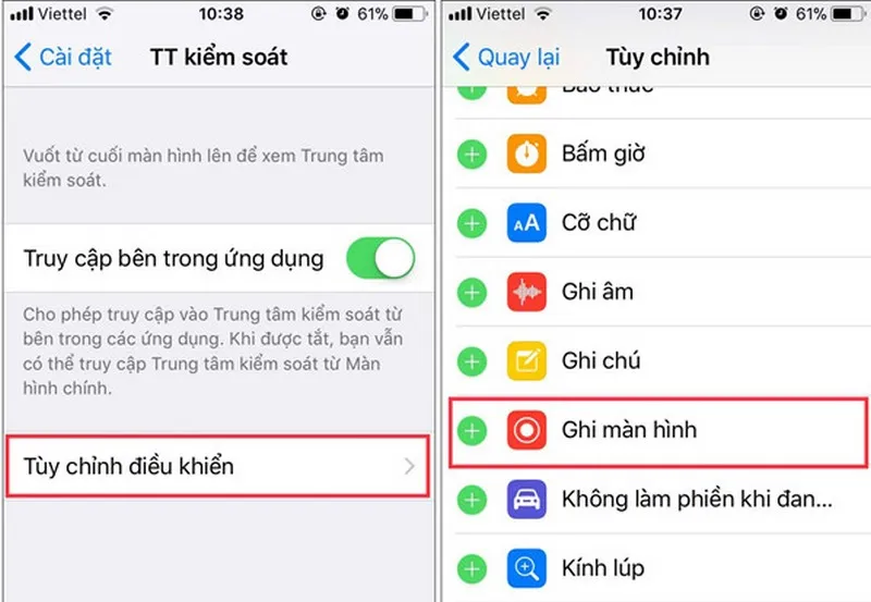 Kích hoạt chức năng ghi màn hình