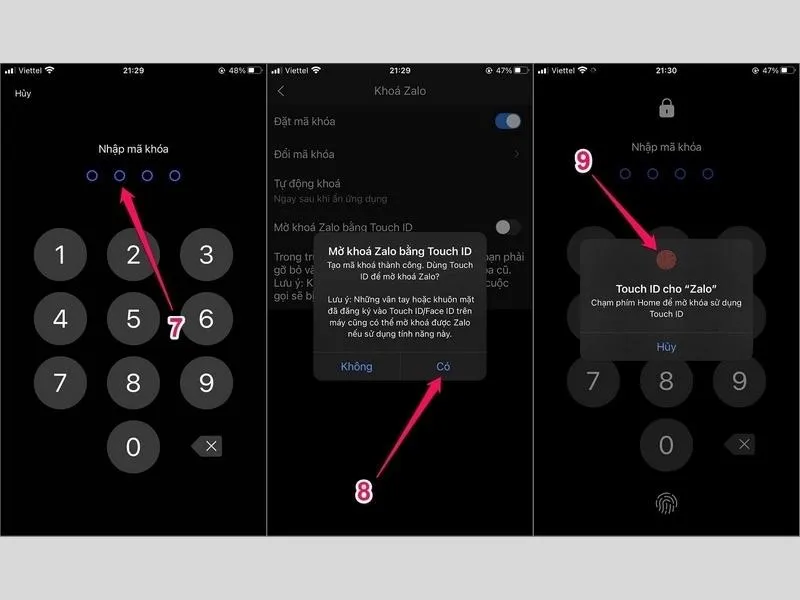 Đặt mật khẩu/ Touch ID/ Face ID để khóa Zalo