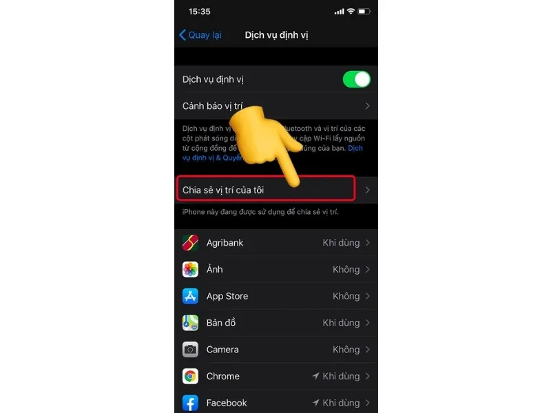 Cách cài định vị giữa 2 điện thoại iPhone cho di động khác
