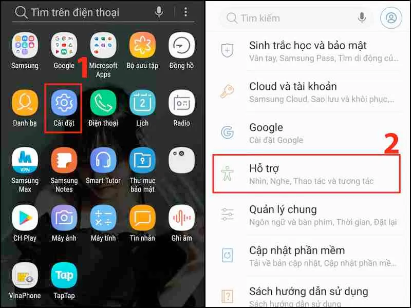 Vào ứng dụng Cài đặt chọn Hỗ trợ