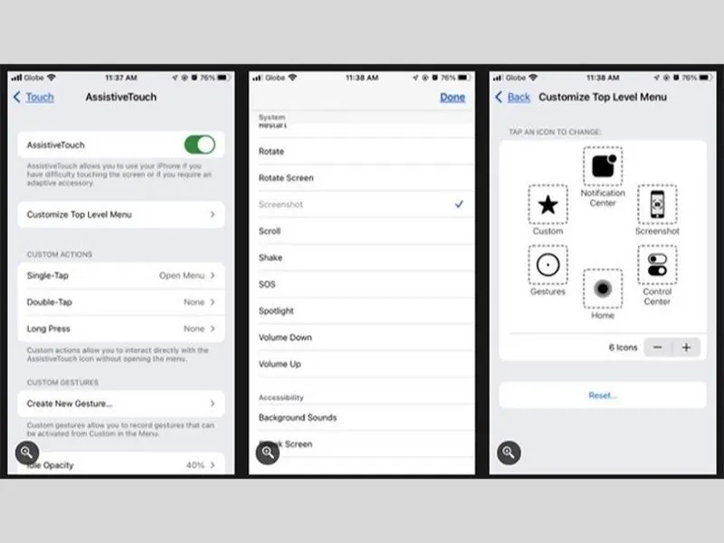 Di chuyển để Screenshot lên đầu menu