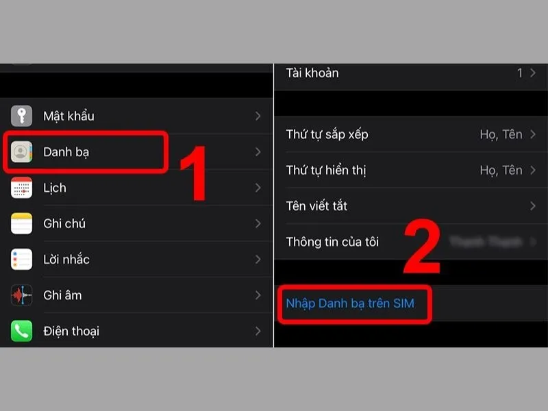 Tiến hành chuyển danh bạ sang iPhone mới từ Sim