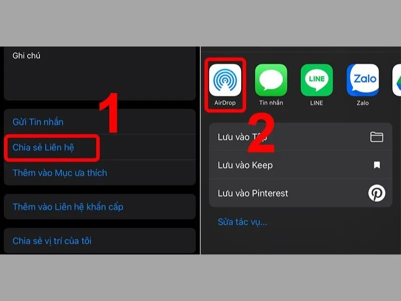 Chia sẻ liên lạc từ iPhone cũ sang iPhone mới bằng Airdrop