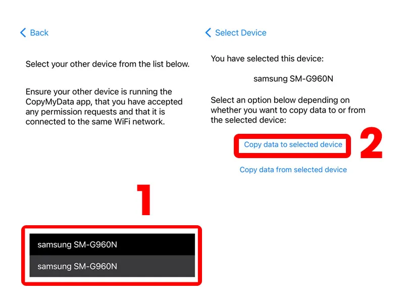 Chuyển dữ liệu từ iPhone sang điện thoại Samsung bằng app Copy My Data