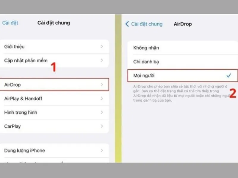 AirDrop để chuyển ghi chú từ iPhone sang iPhone an toàn