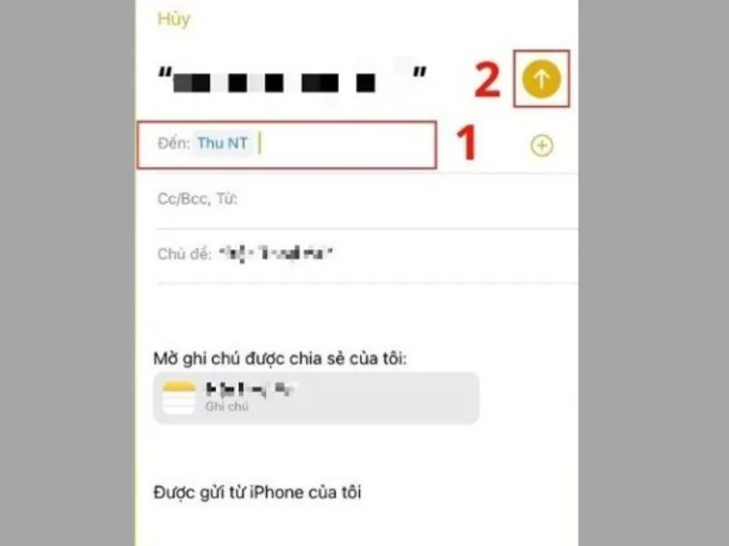 Điền các thông tin có trên giao diện gửi Mail