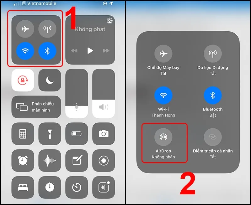 Cách chuyển hình từ iPhone sang iPhone qua kích hoạt airdrop