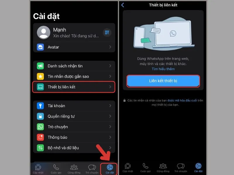 bước liên kết để tiến hành đăng nhập trên đa thiết bị 