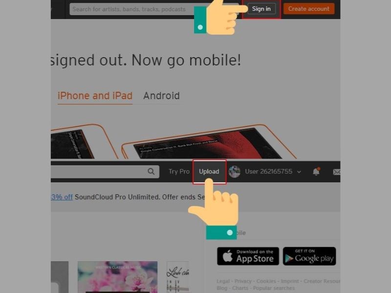 dang tai nhac len soundcloud bang may tinh