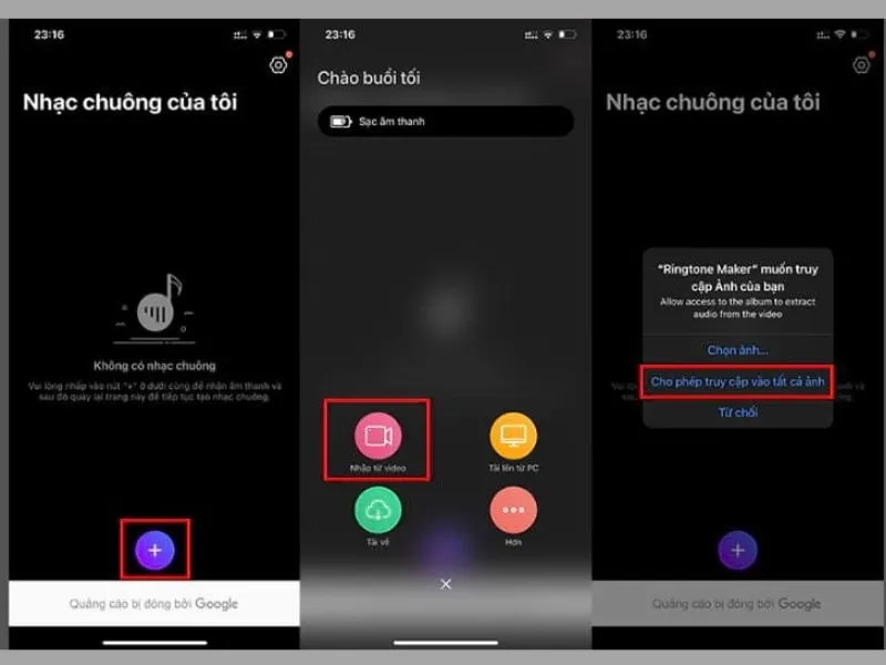 Tải video tik tok vừa tải về lên ứng dụng Ringtones Maker