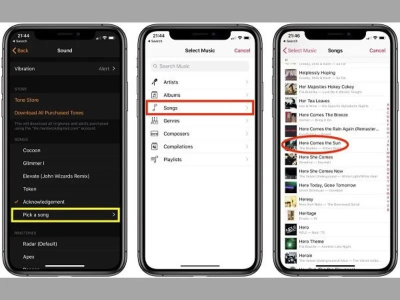 Chọn bài hát yêu thích vừa tải về làm nhạc chuông báo thức cho iPhone