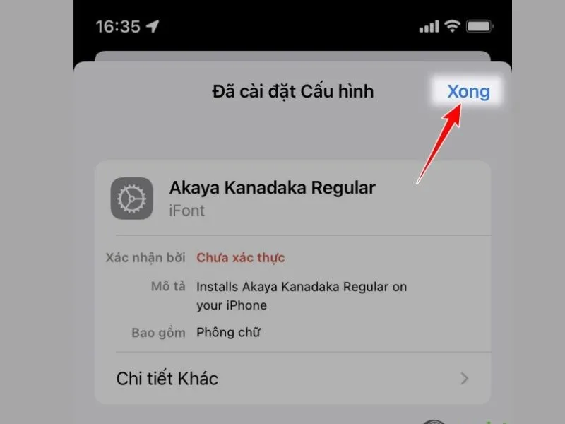 Đã cài đặt xong