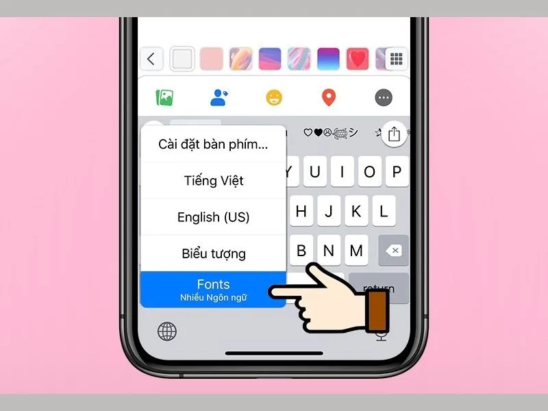 Chạm vào biểu tượng hình cầu để chọn lựa