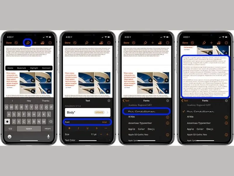 Kiểu chữ của Font Diner thông qua Page