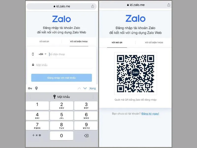 Cách dùng 2 Zalo trên iPhone qua đăng nhập trên trình duyệt Web safari