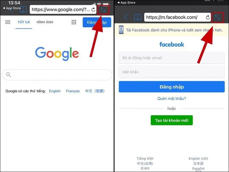 Mở full màn hình một trong hai ứng dụng hoặc trang web đang sử dụng