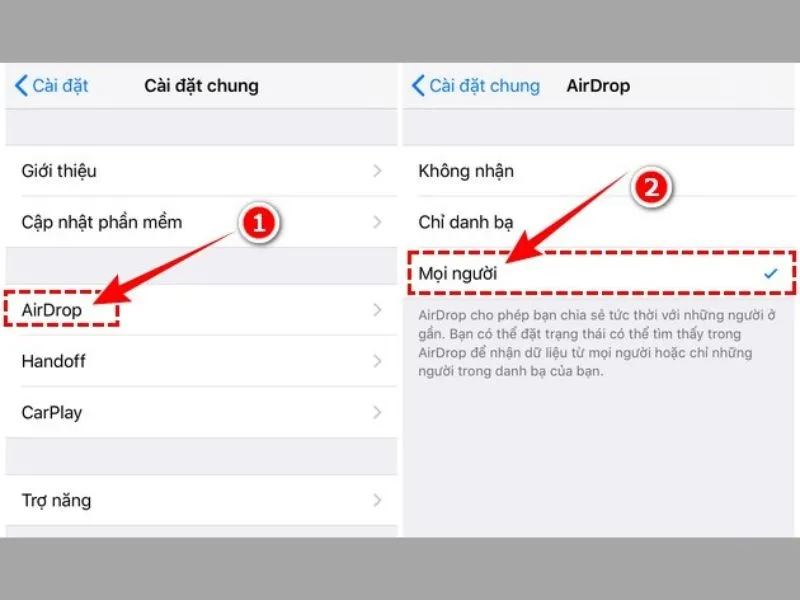 Cài đặt và kích hoạt tính năng đảm bảo cách gửi ảnh qua airdrop thành công