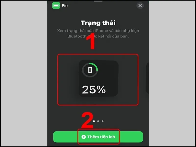 Thêm tiện ích liên quan đến phần trăm Pin