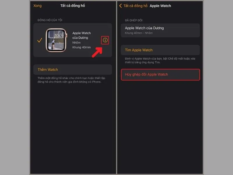 Cách ngắt kết nối giữa Apple Watch với điện thoại iP