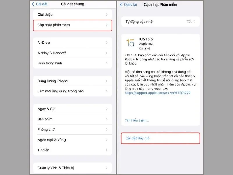 Cập nhật phiên bản mới nhất