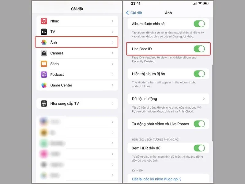 Cách khóa ảnh trên iPhone bằng Face ID trên  IOS 16