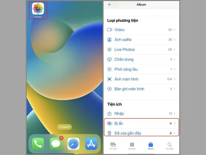 Sử dụng Face ID mở khóa ảnh bị ẩn và đã xóa gần đây