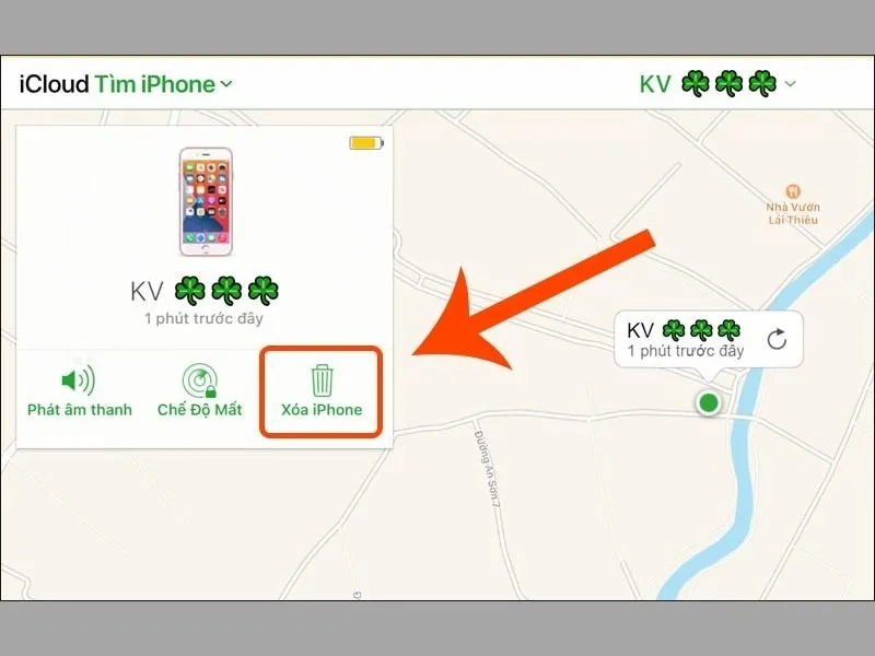 Xóa iPhone để có cách khóa iPhone từ xa khi bị đánh mất