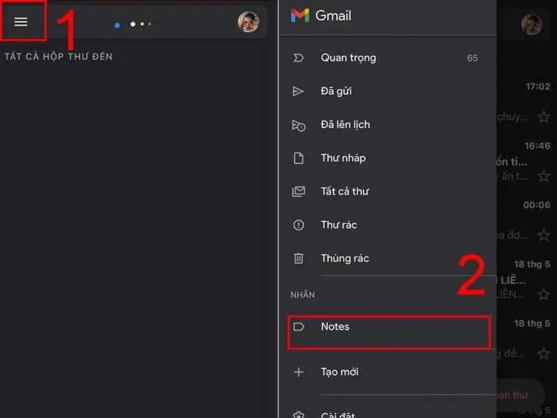 Qua Gmail đã được đồng bộ