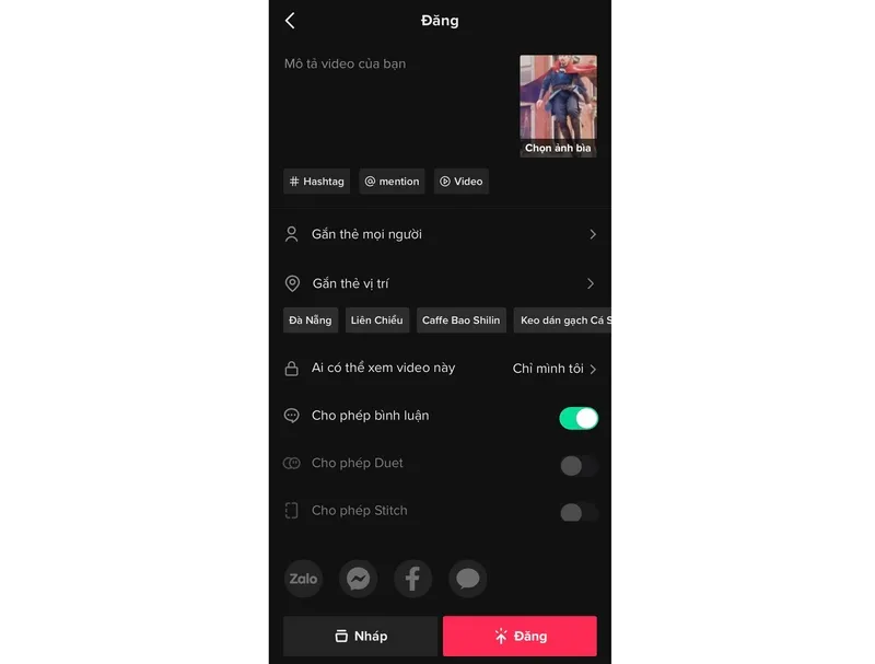 Tiktok cho phép người dùng có nhiều lựa chọn khi đăng tải video