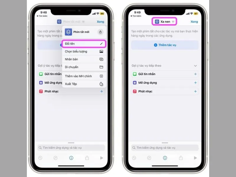 Đặt tên cho phím tắt mới với cách mở file rar trên điện thoại iPhone