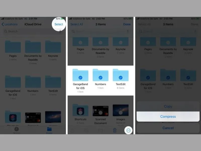Mẹo nhỏ trong thao tác nén nhiều file cùng lúc trên điện thoại iPhone