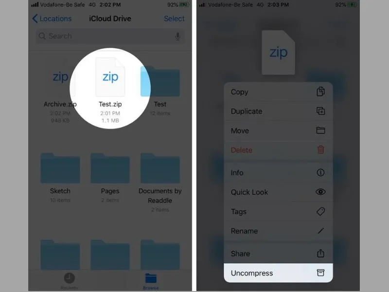 Hướng dẫn cách giải nén file trên điện thoại iPhone thông qua ứng dụng Tệp