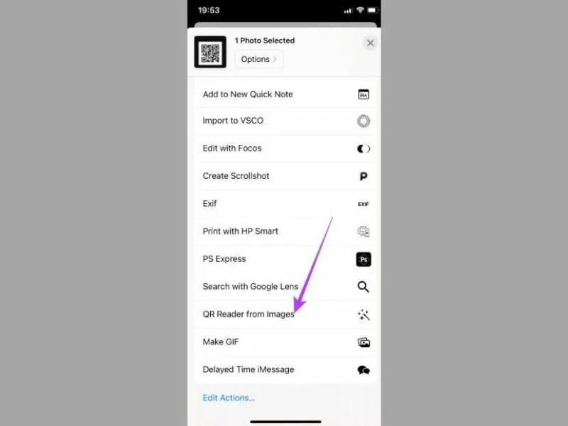 Cách quét mã QR trên iPhone bằng ảnh có sẵn đã được thêm vào sử dụng
