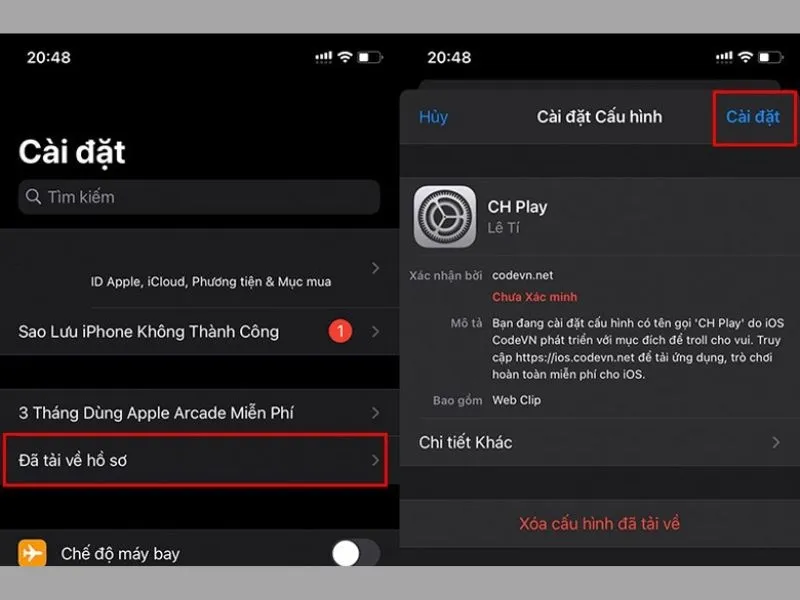 Tiến hành cài đặt cấu hình mới cho điện thoại iPhone