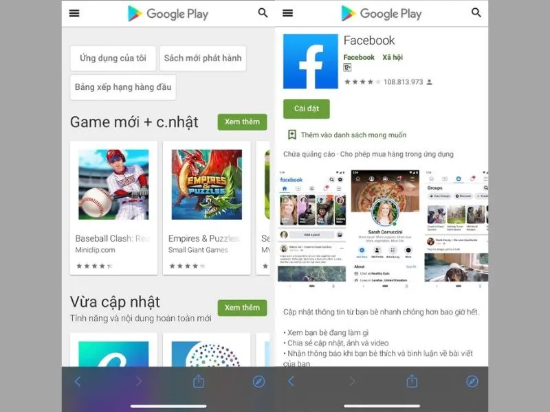 Cài đặt ứng dụng ở CH Play trên điện thoại iPhone