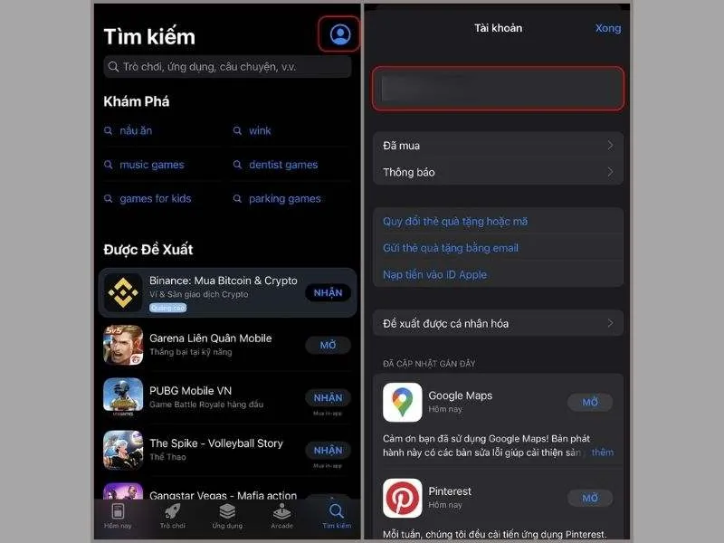 Mở tài khoản cá nhân hiện tại của bạn trên App Store 