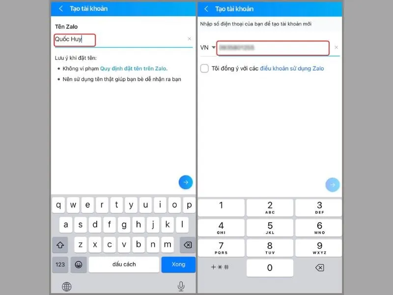 Điền tất cả thông tin cần thiết để có cách tạo Zalo bằng Gmail
