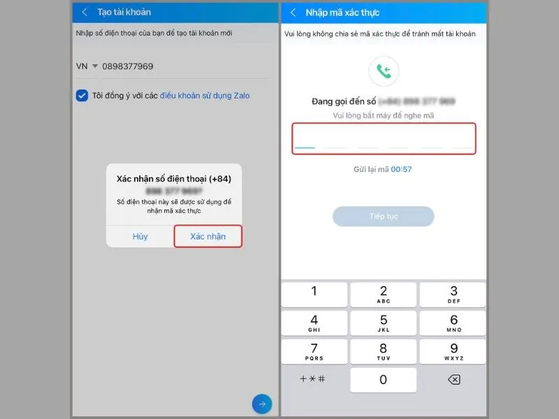 Điền mã xác minh