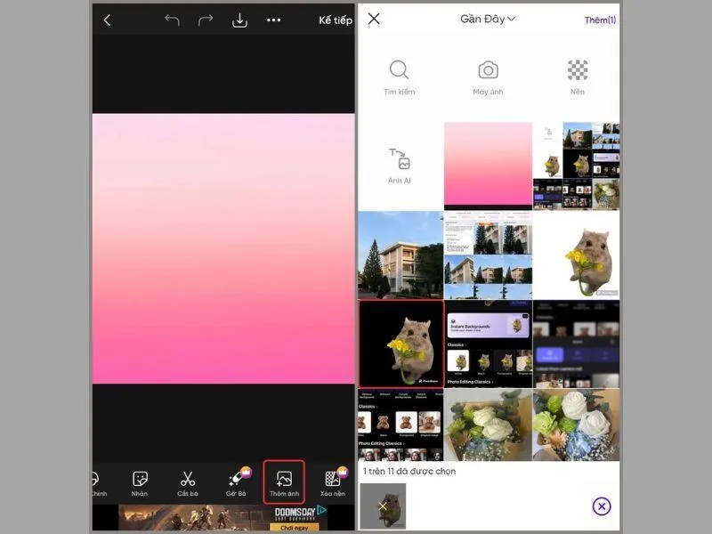 Thêm ảnh vừa tách nền vào ứng dụng Picsart để có Cách xóa Logo Photoroom