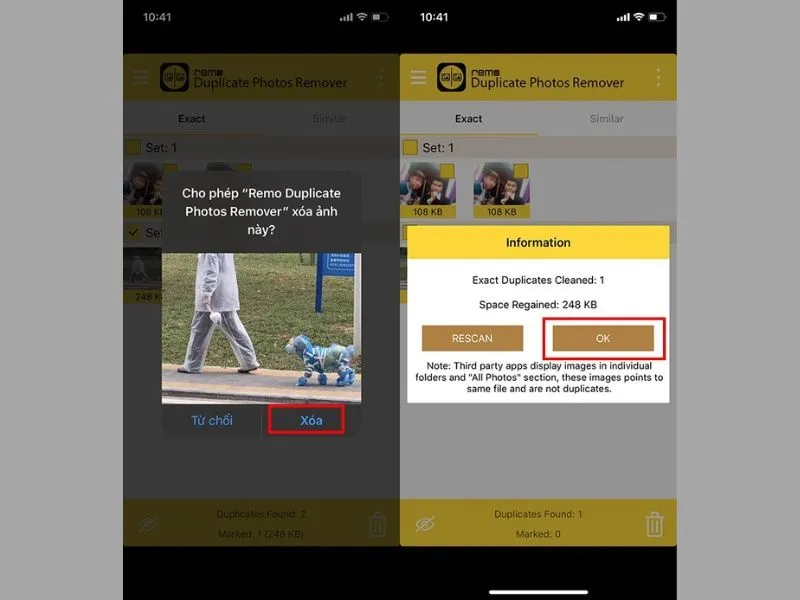 Xem những hình ảnh chính xác và tương tự để xóa ảnh trùng lặp trên iPhone