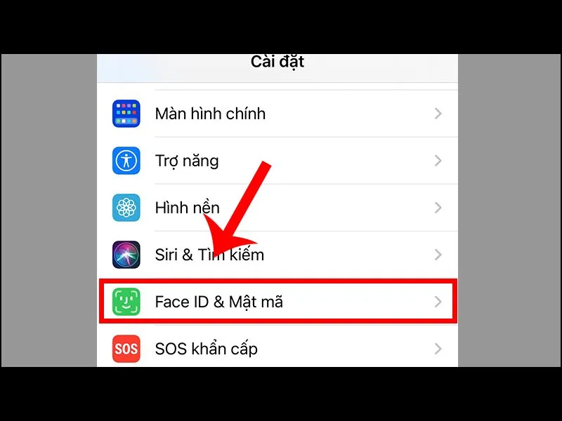 Chọn Face ID & Mật mã