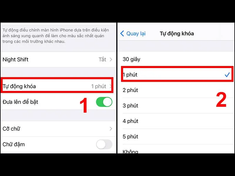 Chỉnh thời gian khóa màn hình
