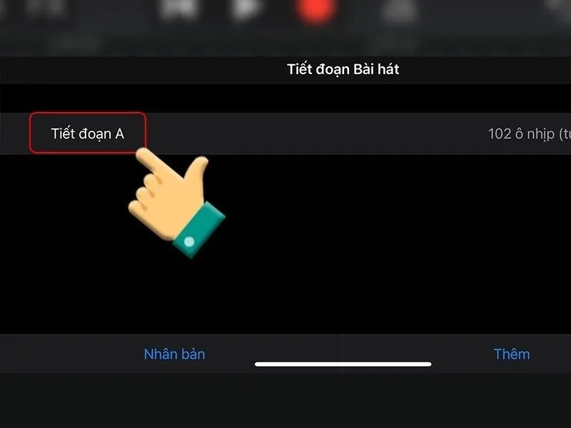 Nhấn chọn vào tiết đoạn A