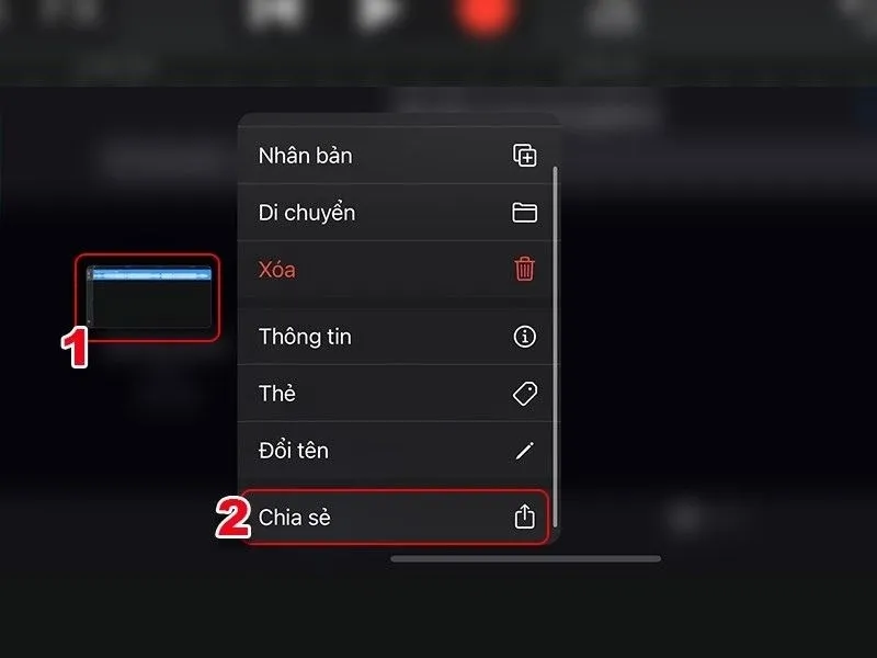 Nhấn chọn vào bài hát và chọn chia sẻ